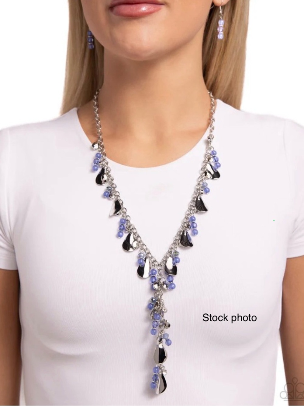 NWT Paparazzi "Refined Rush" blue necklace & earring set teardrop dangles beads